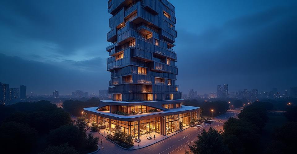 未来的なスカイタワー都市広場